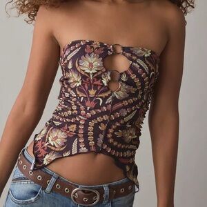 NWT- Urban Outfitters Caprice Patterned Asymmetric Hem Tube Top, Medium